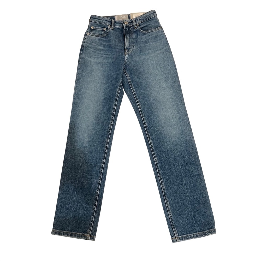 Everlane The High Rise Straight Jean Medium Blue Size 24 Low Stretch Denim